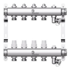 Коллектор для отопления Wester 1"-3/4 в сборе на 4 выхода с 2 заглушками