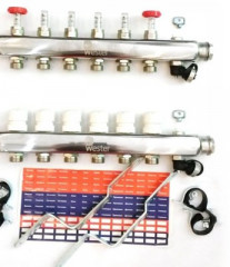 Коллекторная группа Wester 1"-3/4 в сборе с расходомерами на 12 выходов