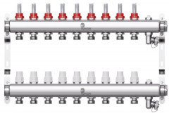 Коллекторная группа Wester 1"-3/4 в сборе с расходомерами на 9 выходов